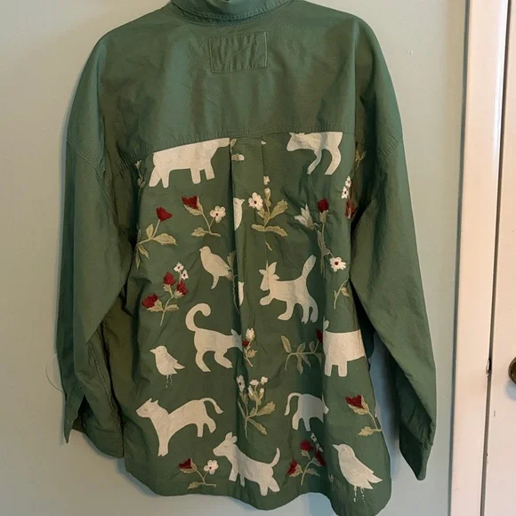 We The Free oversized, long shacket,  Hand appliquéd - Picture 2 of 3